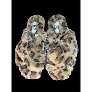 BP Leopard Luxe Fuzzy Slippers – New with Tags, Size Small